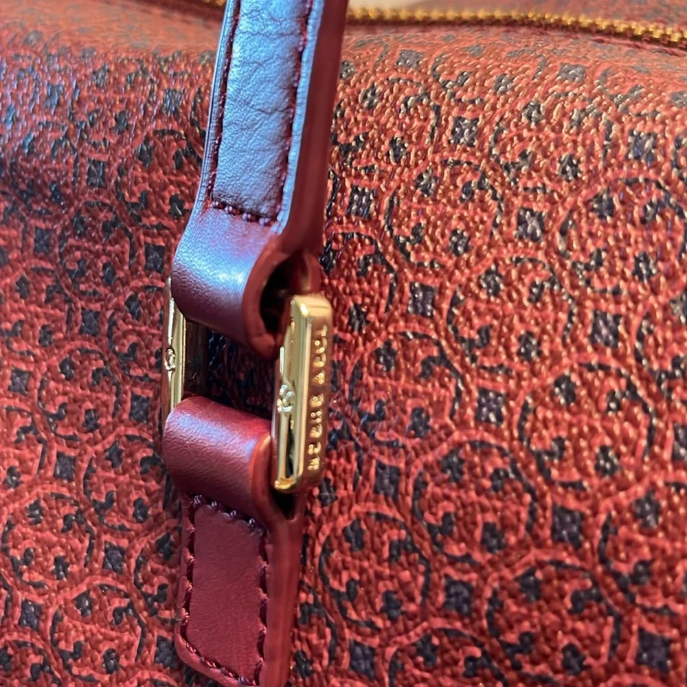 Tory Burch Doctor Bag Logo Pattern Burgundy